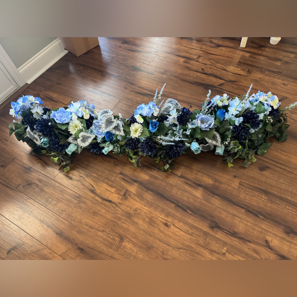 Chic Blue and Silver Faux Floral Arrangement